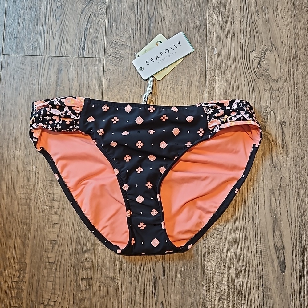 Seafolly Inka Gypsy Ruched Side Retro Bikini Bottoms Size USA size 10